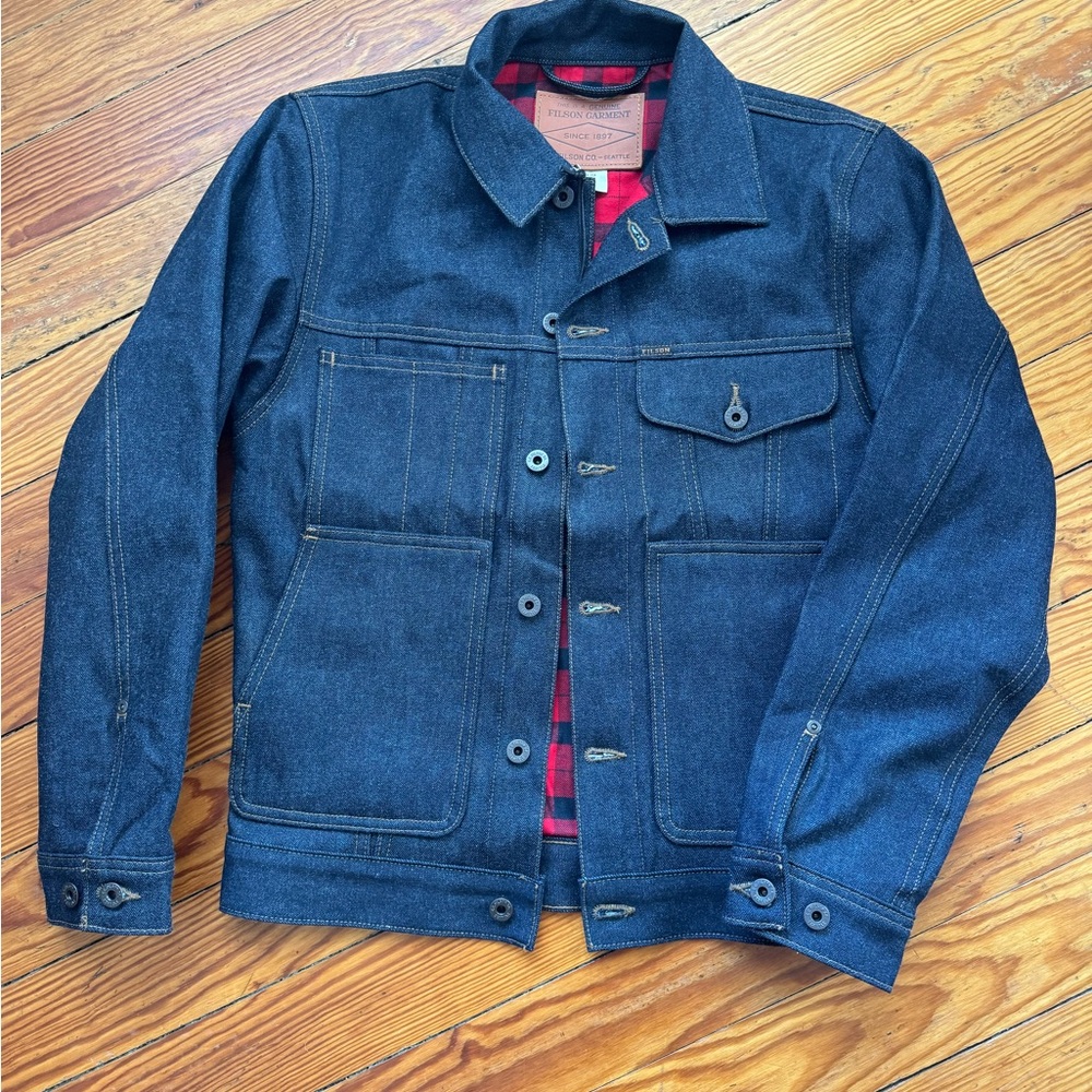Filson Blue Denim Jacket with Red Lining